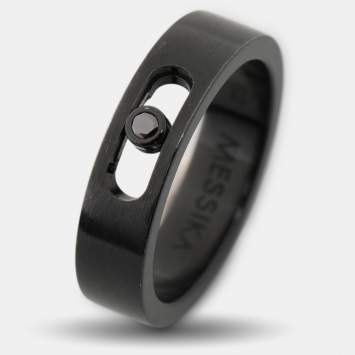 Pre Owned Messika Move Titanium Black Titanium Diamond Ring Size 62