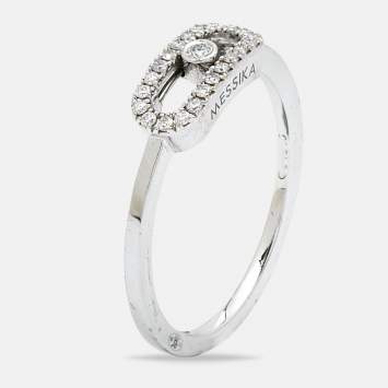 Pre Owned Messika Move Uno Diamonds 18k White Gold Ring Size 48
