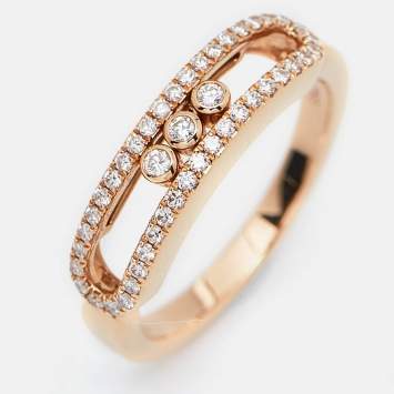 Pre Owned Messika Baby Move Pavé Diamond 18k Rose Gold Ring Size 52