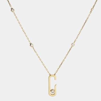 Pre Owned Messika By Gigi Hadid Move Addiction Diamond 18K Yellow Gold Pendant Necklace