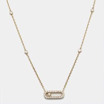 Pre Owned Messika Move Uno Pave Diamonds 18k Yellow Gold Necklace