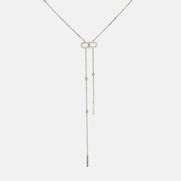 Pre Owned Messika Cravate Move Uno Diamond 18K White Gold Tie Necklace 