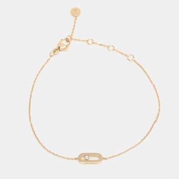 Pre Owned Messika Move Uno Diamond 18k Yellow Gold Bracelet