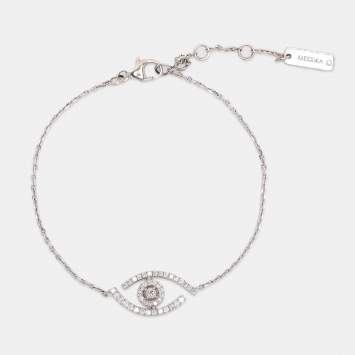 Pre Owned Messika White Gold Diamond Pave Lucky Eye Bracelet