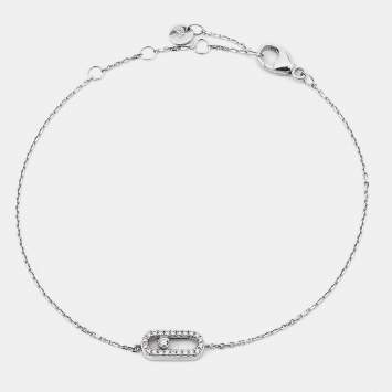 Pre Owned Messika Move Uno CARE(S) Pavé Diamonds 18k White Gold Bracelet