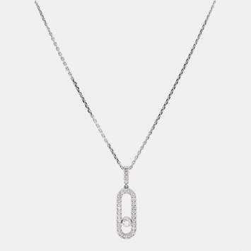 Pre Owned Messika Move Uno Diamonds 18k White Gold LM Necklace