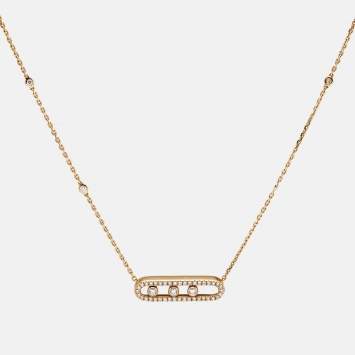 Pre Owned Messika Baby Move Pavé Diamond 18k Yellow Gold Necklace