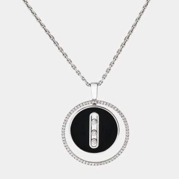Messika Lucky Move MM Onyx Diamond 18k White Gold Necklace