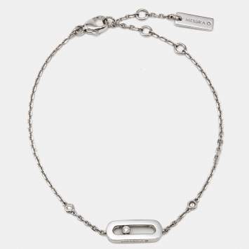 Pre Owned Messika Move Uno Diamond 18k White Gold Bracelet