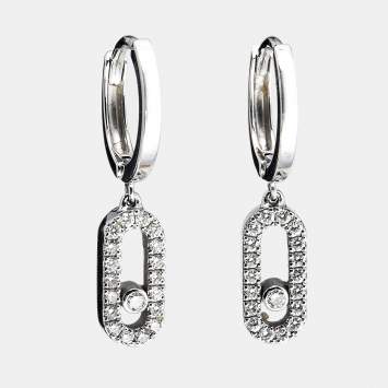 مملوكة مسبقًا Messika Move Uno Diamonds 18k White Gold Hoop Earrings