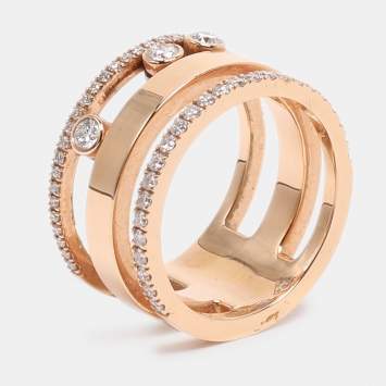 Pre Owned Messika Move Romane Diamonds 18k Rose Gold Ring Size 52