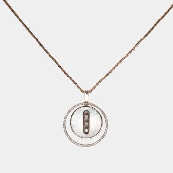 مملوكة مسبقًا Messika Mother of Pearl Diamond Lucky Move MM 18K Rose Gold Pendant Necklace