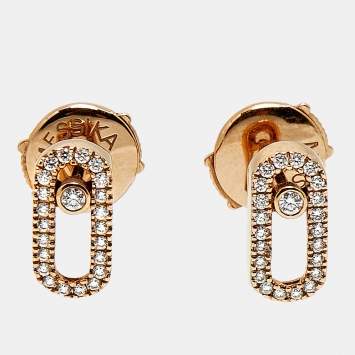 Pre Owned Messika Move Uno Diamonds 18k Rose Gold Earrings