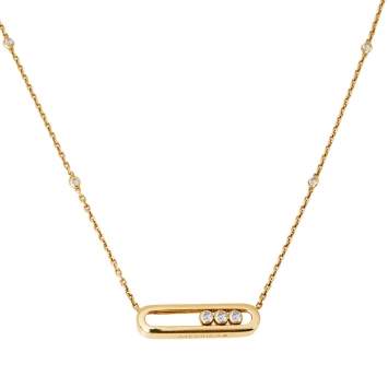 Pre Owned Messika Baby Move Diamond 18K Yellow Gold Pendant Necklace