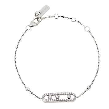 Pre Owned Messsika Baby Move Pave Diamond 18K White Gold Bracelet