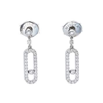 Pre Owned Messika Move Uno Stud Diamond 18K White Gold Earrings 
