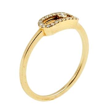 Pre Owned Messika Move Uno Diamond 18K Yellow Gold Ring Size 52