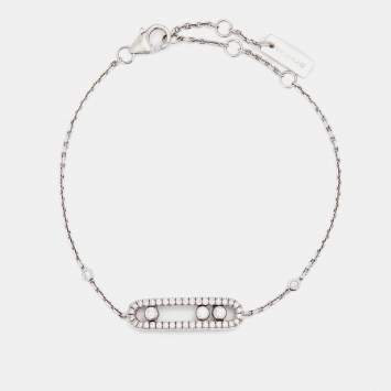 Pre Owned Messika Baby Move Paved Diamond 18k White Gold Bracelet