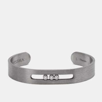 Pre Owned Messika Move Diamonds Titanium Open Cuff Bracelet L