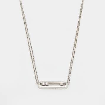 Pre Owned Messika Move Diamond 18k White Gold Double Chain Necklace
