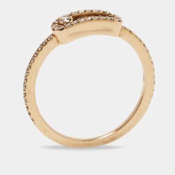 Pre Owned Messika Move Uno Pave Diamond 18k Rose Gold Ring Size 50