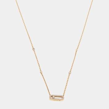 Pre Owned Messika Move Uno Pave Diamond 18k Rose Gold Necklace