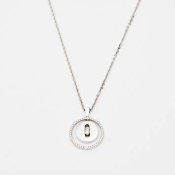 Pre Owned Messika Lucky Move Diamonds 18k White Gold Pendant Necklace