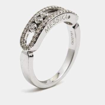 Pre Owned Messika Baby Move Pavé Diamond 18k White Gold Ring Size 50