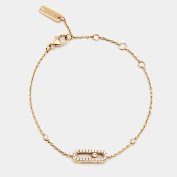 Pre Owned Messika Move Uno Pave Diamond 18k Rose Gold Bracelet