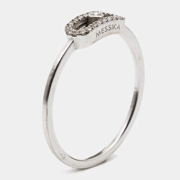 Pre Owned Messika Move Uno Paved Diamonds 18k White Gold Ring Size 56