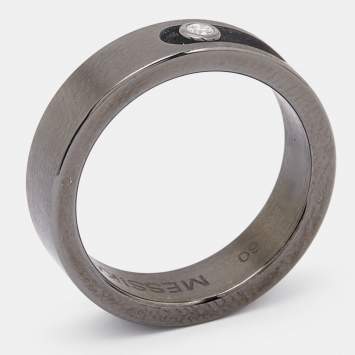 Pre Owned Messika Move Diamond Titanium Graphite Band Ring Size 60