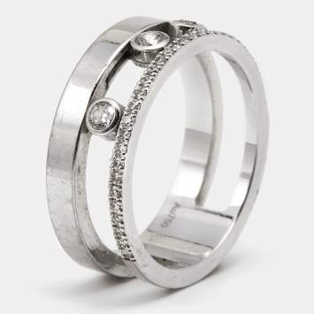 Pre Owned Messika Move Romane Diamonds 18k White Gold Ring Size 53