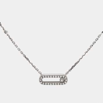 Pre Owned Messika Move Uno Pave Diamonds 18k White Gold Necklace