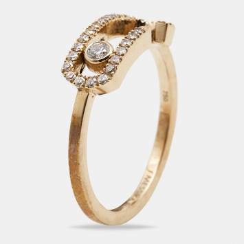 Pre Owned Messika by Gigi Hadid Move Addiction Pave Diamond 18K Rose Gold Ring Size 52