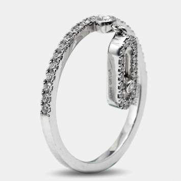 Pre Owned Messika Move Uno Pave Drop Diamonds 18k White Gold Ring Size 52