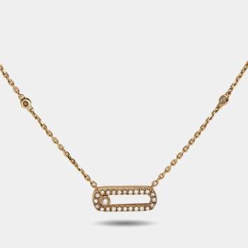 Pre Owned Messika Move Uno Pave 18k Rose Gold Necklace