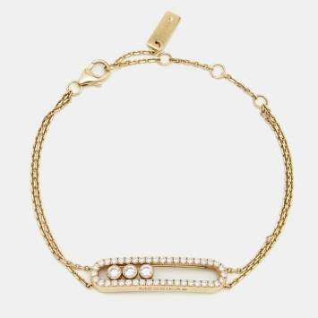 Pre Owned Messika Move Classique Paved Diamonds 18k Yellow Gold Bracelet