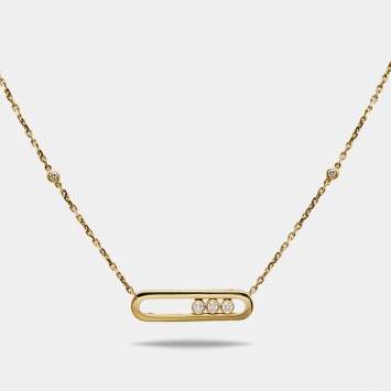 Pre Owned Messika Baby Move Diamond 18K Yellow Gold Pendant Necklace