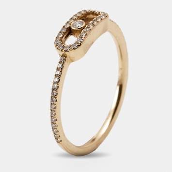 Pre Owned Messika Move Uno Pavé Diamond 18k Rose Gold Ring Size 51