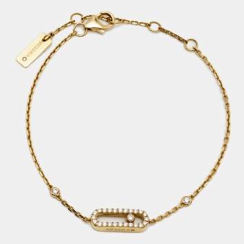 Pre Owned Messika Move Uno Diamonds 18k Yellow Gold Bracelet