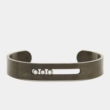 Pre Owned Messika Move Titanium Graphite Diamond Open Cuff Bracelet M