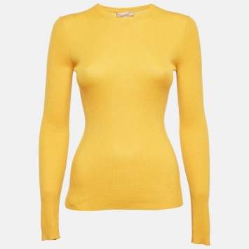 Pre Owned Michael Kors Lemon Yellow Cashmere Knit Jumper S