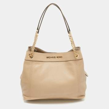 مملوكة مسبقًا Michael Kors Beige Leather large Jet Set Chain Shoulder Bag