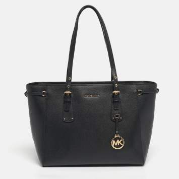 Pre Owned Michael Kors Black Leather Medium Voyager Tote