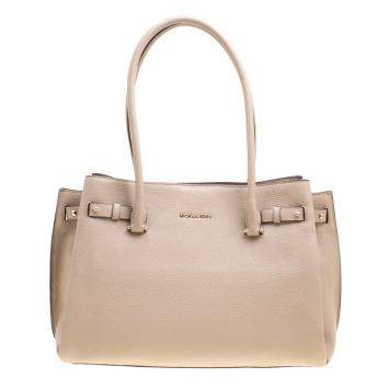 Pre Owned Michael Kors Beige Pebbled Leather Large Addison Tote