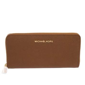 Pre Owned Michael Kors Brown Leather Jet Set Travel Continental Wallet