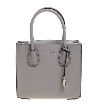 Pre Owned Michael Kors Grey/White Leather Mercer Tote