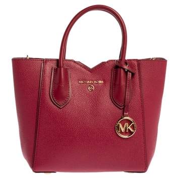 Pre Owned Michael Kors Rasperry Red Leather Mae Tote