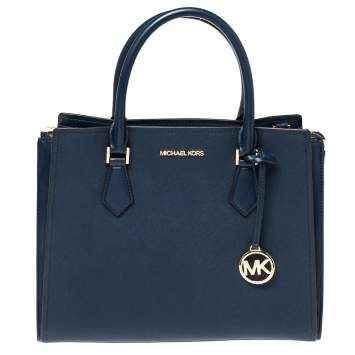 Pre Owned Michael Kors Navy Blue Saffiano Leather Large Hope Tote