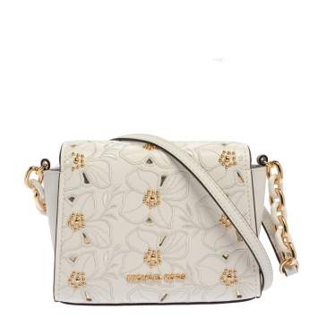 Pre Owned Michael Kors White Leather Studded Sofia Shoulder Bag